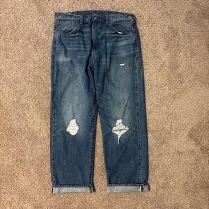 Men's Levi’s 501 distressed premium selvedge jeans